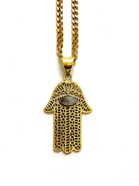 Sila Hamsa Moonstone Necklace