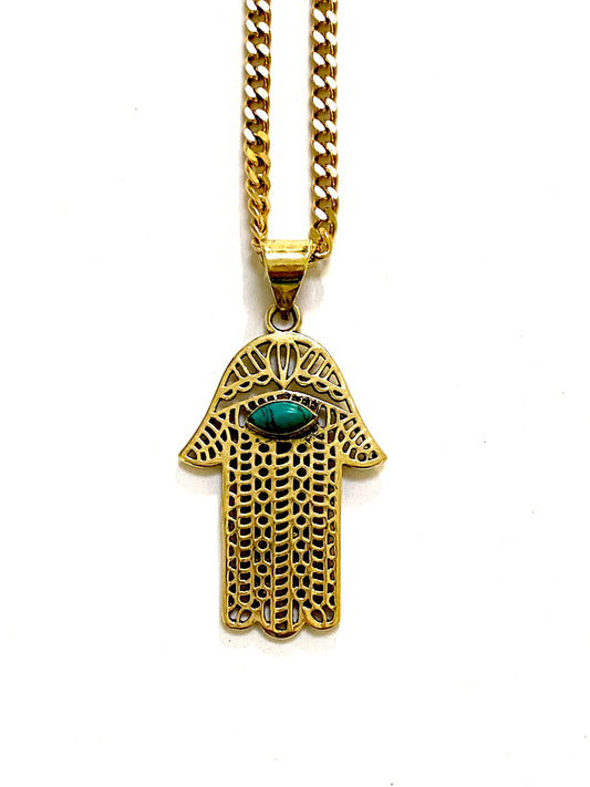 Boho Gal Jewelry - Sila Hamsa Turquoise Necklace