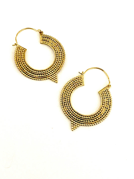 Small Oba Brass Hoops